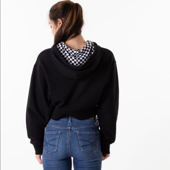 Vans Strait Out Turvy Cropped Hoodie Black Women’s - Picture 2 of 8